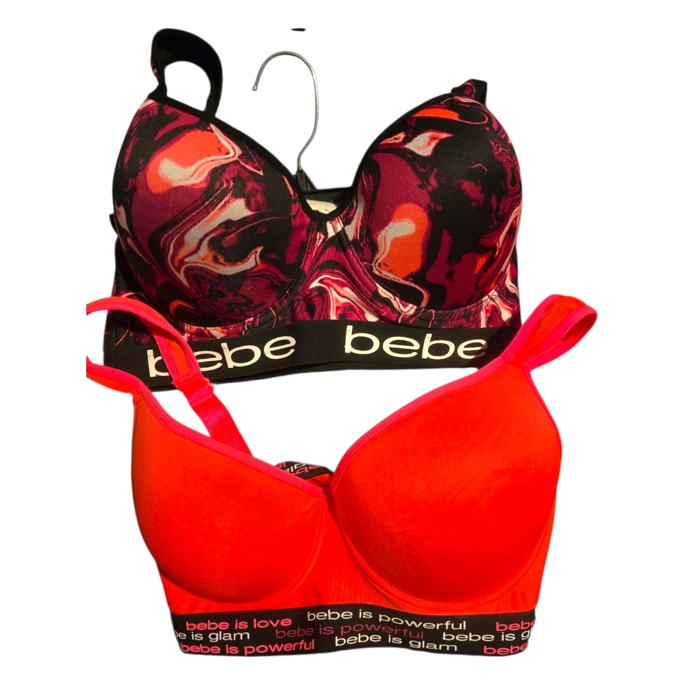 Bebe Women's Bra Set - Red and Black